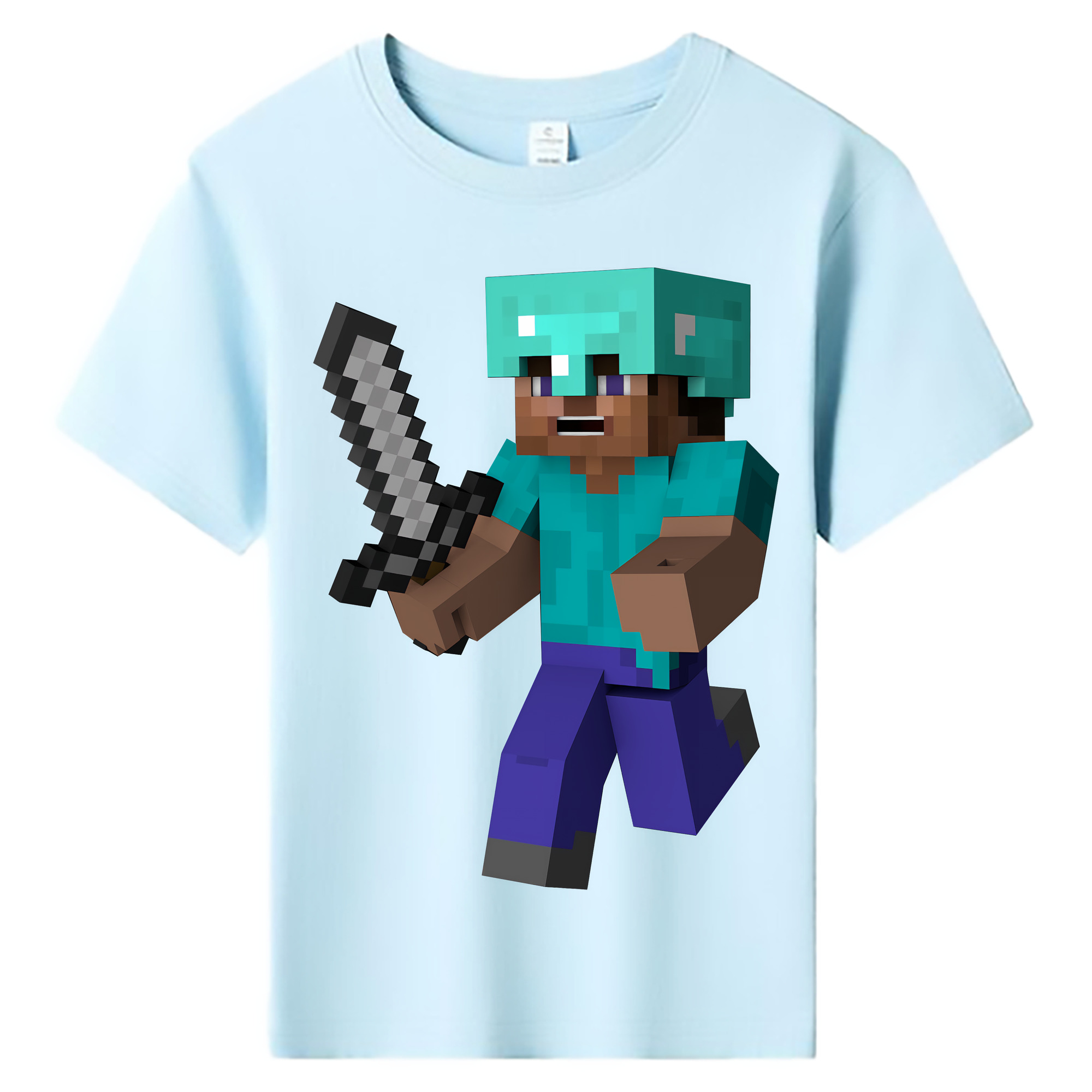 （画像用） マインクラフト ブロックの世界 Minecraft MC Block world 綿100％キッズTシャツ（フロントプリント）